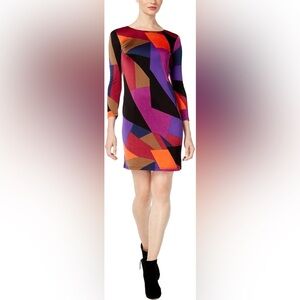 Nwt Trina‎ Turk geometric print Multicolor Long Sleeve Dress